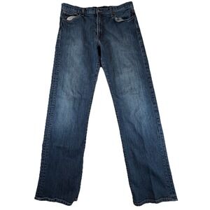 Lucky Brand Relaxed Straight Jeans Mens 36x33 Denim Med Wash Distressed USA Made